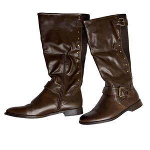 Pink & Pepper JR Zoomin Boots Studded Faux Leather Womens Brown 9